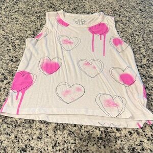 Cloud Chaser White and Pink Heart Tank Top